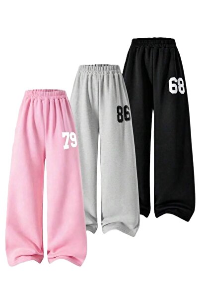 Machetta Children's Number Printed Wide Leg Comfortable Cut 3-Piece Tracksuit Set