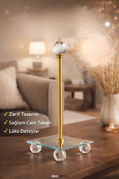 MCA Deerhome Kristal Ayaklı Cam Tabanlı Altın Renk Kağıt Havluluk - Mutfak Ve...