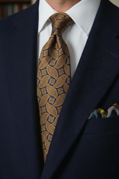 CROATE Navy Blue Check Pattern 8cm Micro Tie