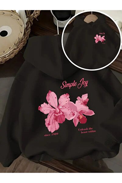 Machetta Children's Simple Joy Flower Printed Hooded Sweatshirt Hoodie