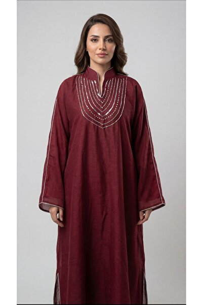 Rokon Dana جلابيه فري سايز شك مع كرستال مع فتحه من الخلف