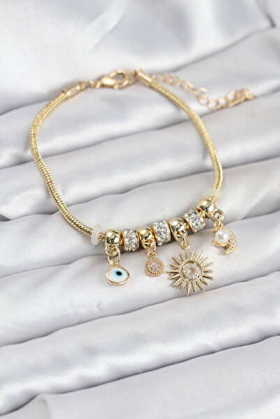 Lisinya Brass Gold Color Women's Bracelet with Sun Charm - Tygoo