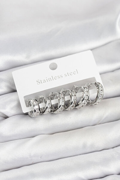 Lisinya 316L Steel Silver Color Waterway Hoop Earrings Set - Tygoo