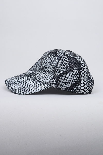 Kapin Crocan Patterned Black and White Leather Hat