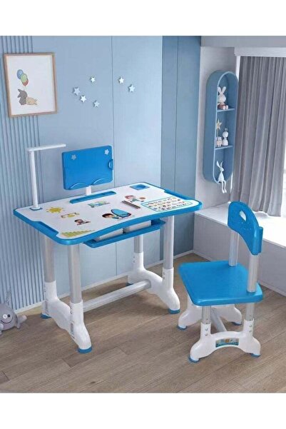 Eworld طقم طاولة وكرسي للدراسة للأطفال مع مصباح