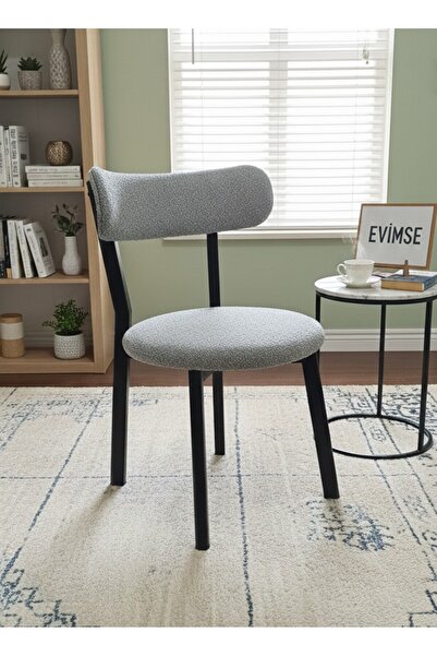 evimse Mutfak Sandalyesi Kafe Restoran Modern Buklet Kumaşlı Sandalye - Metal...