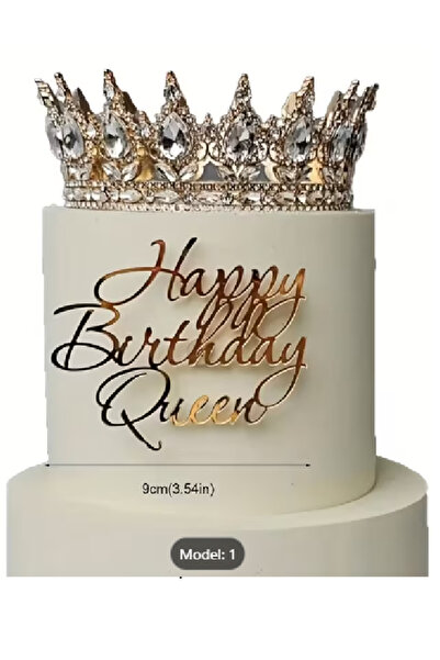 cugy parti malzemeleri HAPPY BİRTHDAY QUEEN | PASTA YAZISI GOLD