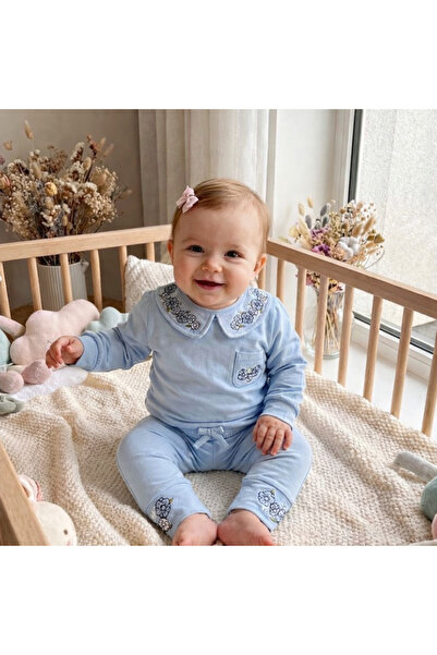 Pamuk Kozası Kız Bebek Çiçekli Penye Takım