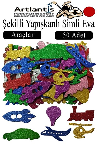 Artlantis Şekilli Simli Eva Yapışkanlı 50 li 1 Paket Kendinden Yapışkanlı Sim...