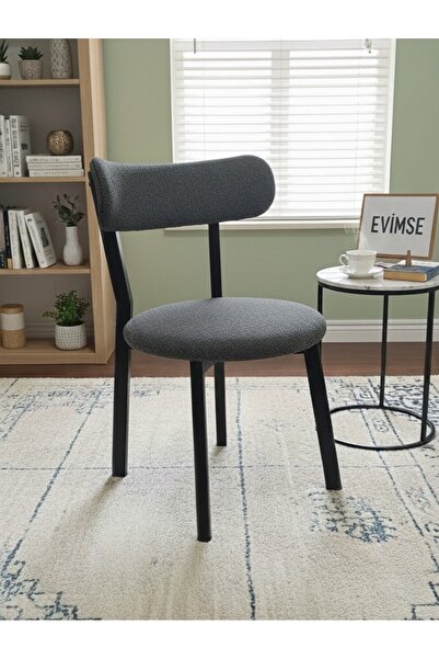 evimse Mutfak Sandalyesi Kafe Restoran Modern Buklet Kumaşlı Sandalye - Metal...
