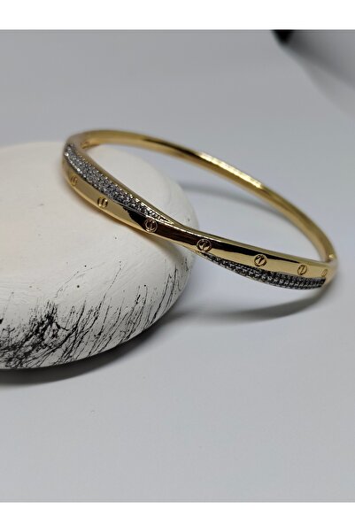 Tuel Zirkon Taşlı Çelik Kadın Kelepçe