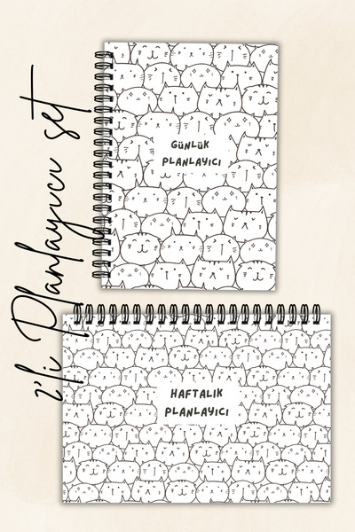 Flowery Paper 2'li Günlük ve Haftalık Planlayıcı, A5 , Dokulu Yumuşak Kapak ,...