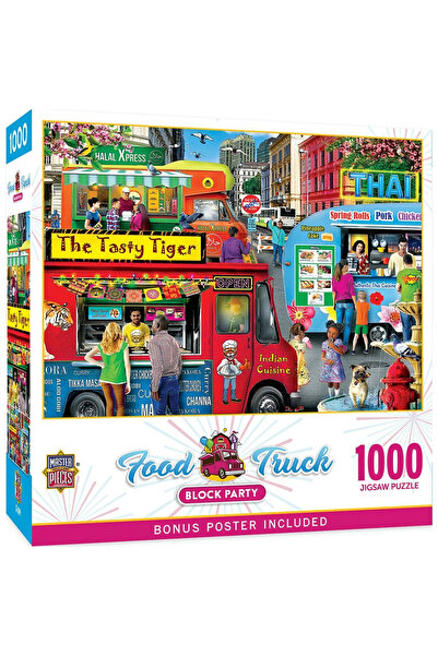 OEM Παζλ 1000 Κομματιών: Πάρτι Δρόμου με Φορτηγά Φαγητού