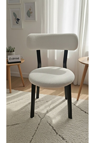 evimse Mutfak Sandalyesi Kafe Restoran Modern Buklet Kumaşlı Sandalye - Metal...