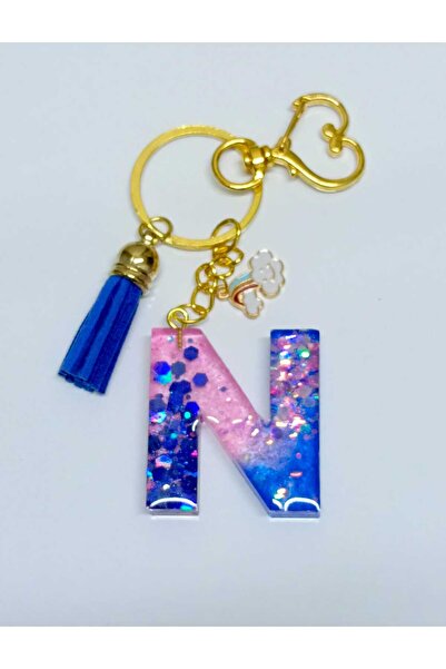 demirbasavm Handmade Letter N Epoxy Keychain