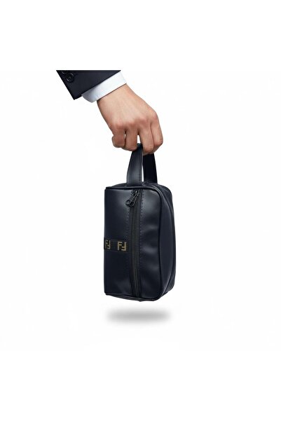 Blue Burry حقيبة أدوات تجميل للسفر من الجلد الصناعي للرجال مع مقبض - حقيبة يد...