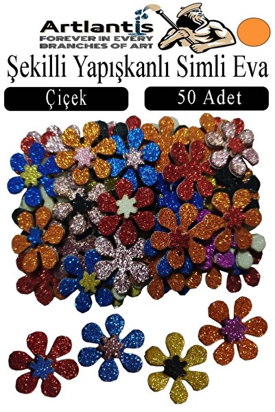 Artlantis Şekilli Simli Eva Yapışkanlı 50 li 1 Paket Kendinden Yapışkanlı Sim...