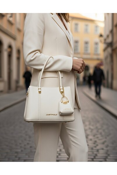 Just Polo حقيبة يد وكتف نسائية فاخرة من الجلد الفاخر مع حزام طويل قابل للتعديل