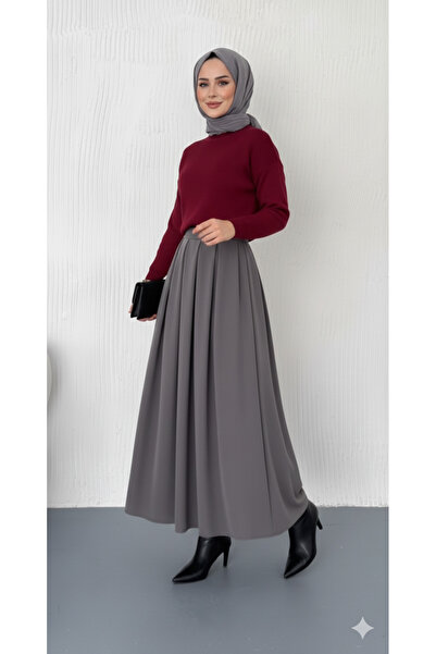 MAİMODA Tesettür Pileli Maxi Boy Kloş Etek