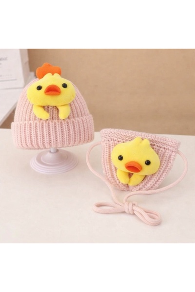 Pure Boutique Set roz pudra caciulita si gentuta - Puisor