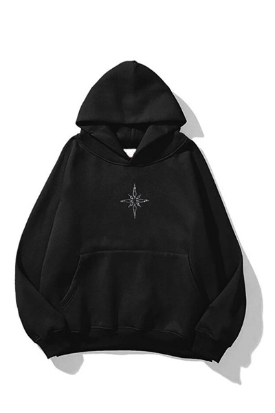 Mayer Butik سويت شيرت للجنسين للرجال/النساء من حجر البوصلة مطبوع قطن قصة فضفا...