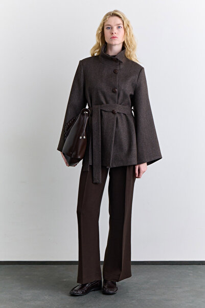 Manuka Wide Sleeve Belted Jacket Mink
