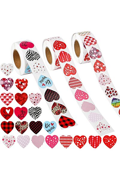 Yelajoy لفة ملصقات على شكل قلب - 1500 قطعة