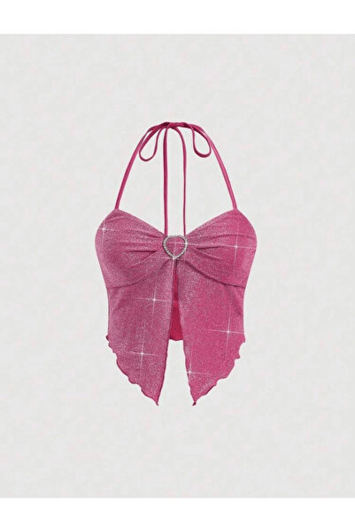 Zümrüt Toystore Special Stoned Fairycore Pink Crop Top