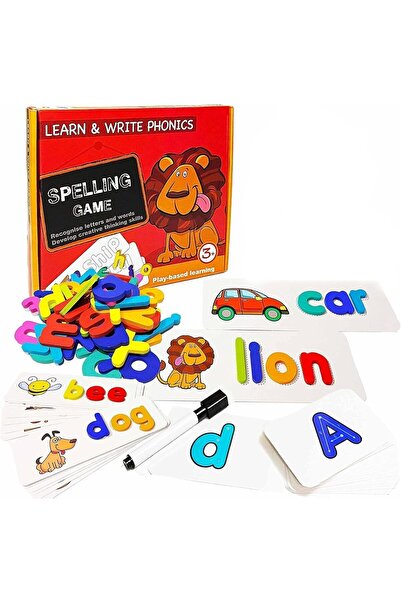 X SPRING Alphabet Spelling Games from - 52 Wooden Alphabet Tiles with Cards and Markers - Montessori