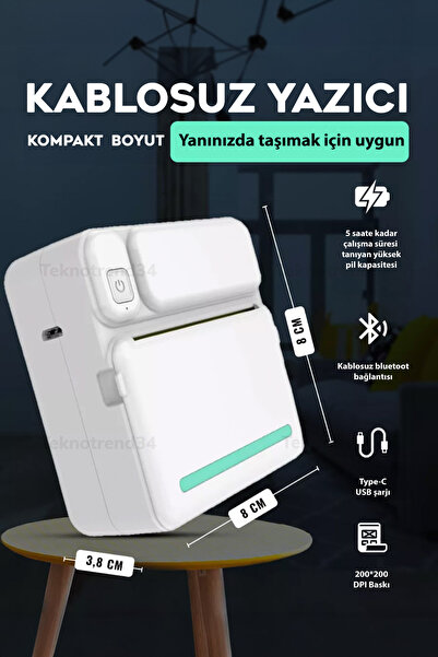 Bakeey Anında Fotoğraf Baskı Yapan Mini Yazıcı | Bluetooth Kablosuz Taşınabil...