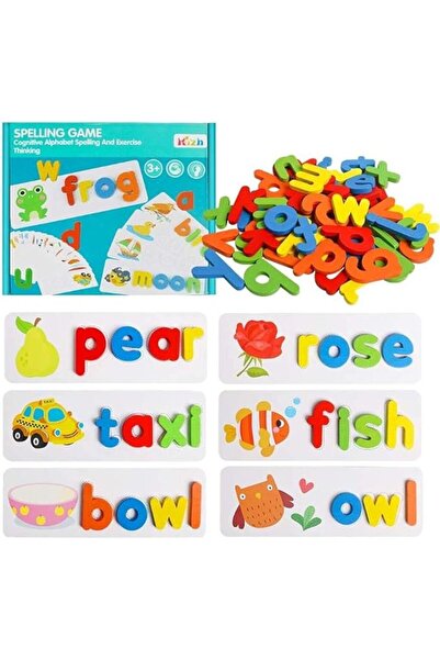 AM ANNA Wooden Educational Game for Spelling with 28 Double-Sided Flash Cards...