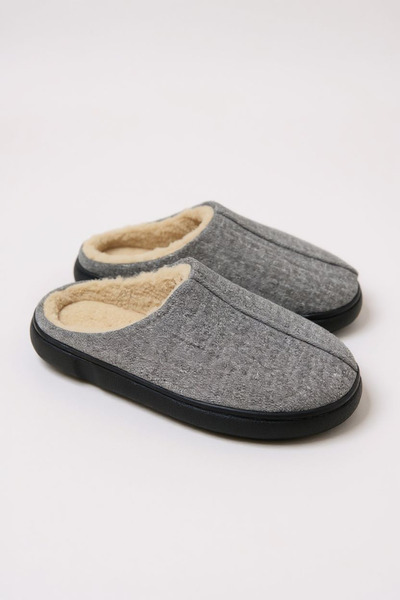Lideral Men's Plush Lined House Slippers - Soft Sole Winter Comfortable Gray ...