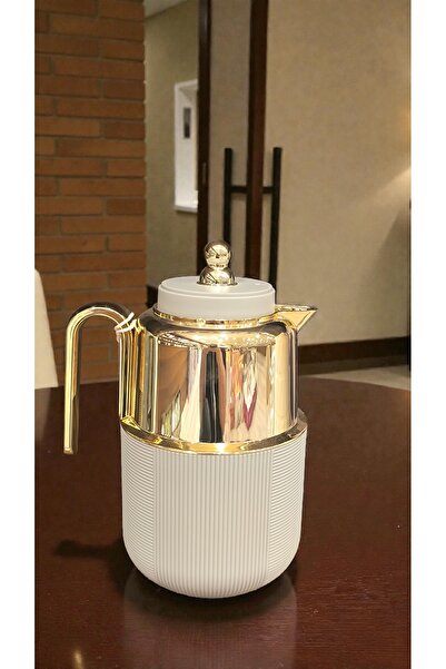 AR HOME 1-liter tea/coffee-Vacuum Flask- thermos, Gray -color, with a Gold ha...