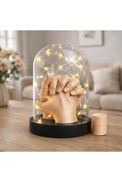 Handartmill LED Işıklı Cam Fanus El Heykeli Yapım Seti – 3D Gerçekçi El Kalıb...