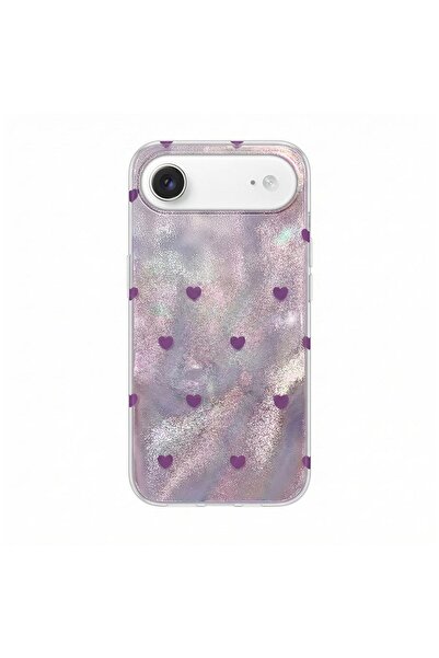 Zebana iPhone 17 Air Compatible Case Pink Heart Silicone Case Lilac