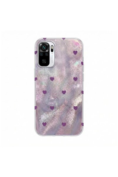 Zebana Redmi Note 10 Compatible Case Pink Heart Silicone Case Lilac