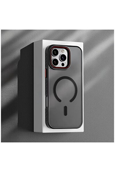 Zebana Apple iPhone 16 Pro Max Uyumlu Kılıf Aura M-safe Silikon Kılıf Siyah