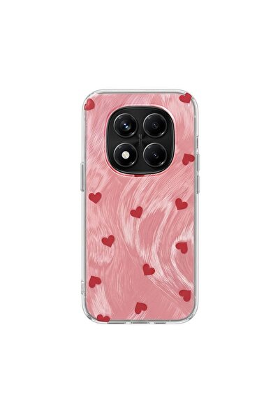 Zebana Xiaomi Redmi Note 14 Pro 5g Compatible Case Pink Heart Silicone Case Red