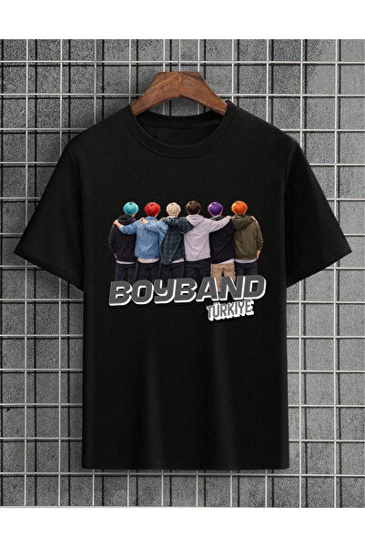 lovver Tricou alb-negru din bumbac cu imprimeu premium, cu design personaliza...