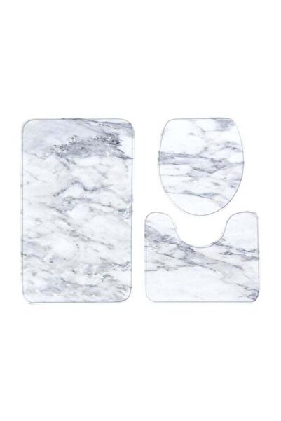 Generic 3-Piece Anti-Slip Bathroom Mats White/Grey Small