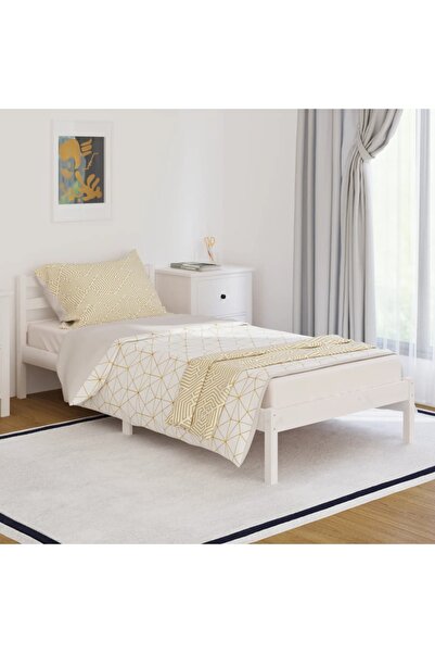 vidaxl Bed Frame without Mattress Solid Wood Pine 90x200cm White