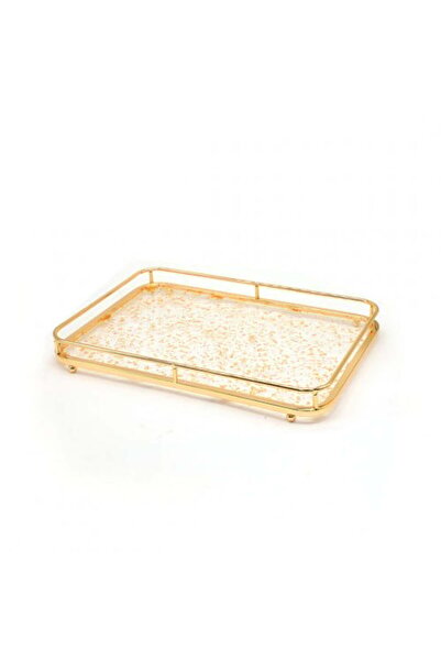 Generic Rectangular Acrylic Serving Tray with Golden Frame
