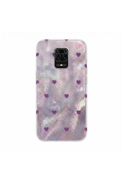 Zebana Xiaomi Redmi Note 9 Pro Compatible Case Pink Heart Silicone Case Lilac