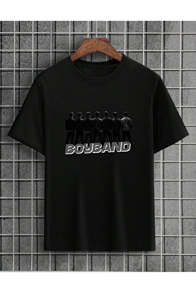 lovver Tricou alb-negru din bumbac cu imprimeu premium, cu design personaliza...