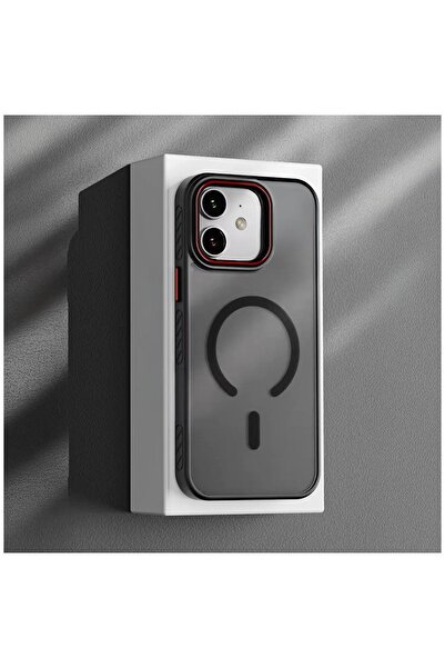 Zebana Apple iPhone 12 Uyumlu Kılıf Aura M-safe Silikon Kılıf Siyah