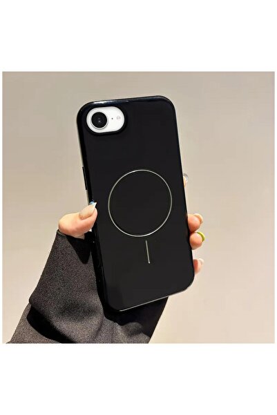 Zebana iPhone 16e Uyumlu Kılıf Vivid M-Safe Silikon Kılıf Siyah