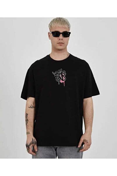 Generic Brand Özssa Unisex Crew Neck Printed Oversize T-Shirt - Black