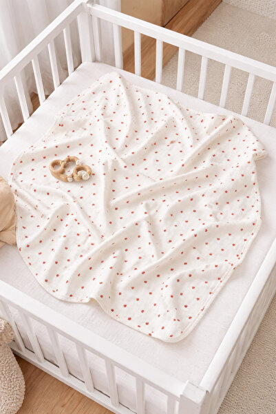Mert Baby Small Heart Single Layer Organic Baby Blanket 100% Cotton Newborn