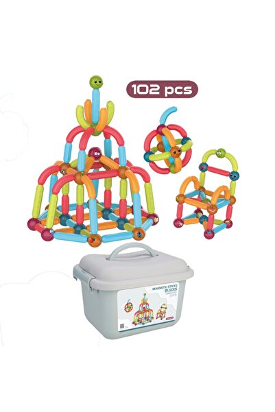 Kids Magnetic Sticks & Balls Building Set – 102 Pieces – Educational Construc...