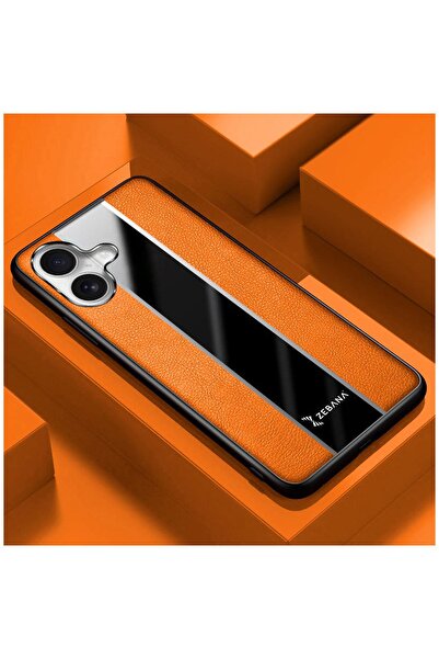 Zebana iPhone 17 Compatible Case Premium Leather Case Orange